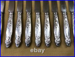 12 couteaux à entremet ART NOUVEAU métal argenté BOULENGER modèle TULIPE 21 cm