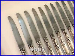 12 couteaux à entremet ART NOUVEAU métal argenté BOULENGER modèle TULIPE 21cm