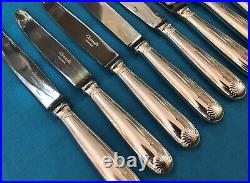 12 couteaux à entremet CHRISTOFLE modèle COQUILLE VENDOME métal argenté 19,5cm
