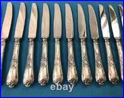 12 couteaux à entremet Modèle LOUIS XV ROCAILLE métal argenté Couvert 21 cm