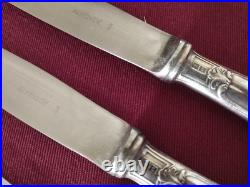 12 couteaux à entremet en métal argenté Christofle alfénide modèle pompadour