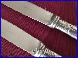 12 couteaux à entremet en métal argenté Christofle alfénide modèle pompadour