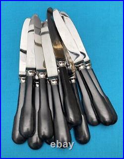 12 couteaux a entremets CHRISTOFLE modèle CLUNY métal argenté bois noirci table