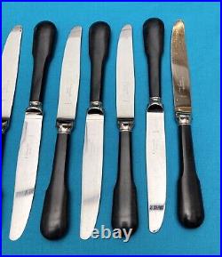 12 couteaux a entremets CHRISTOFLE modèle CLUNY métal argenté bois noirci table