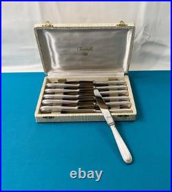 12 couteaux a entremets CHRISTOFLE modèle PERLES métal argenté couvert 19,5 cm