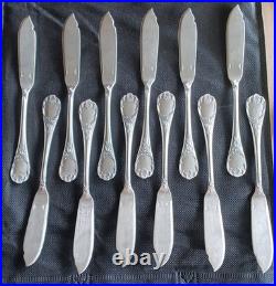 12 couteaux à poisson métal argenté orfèvre Christofle modèle Marly 20 cm