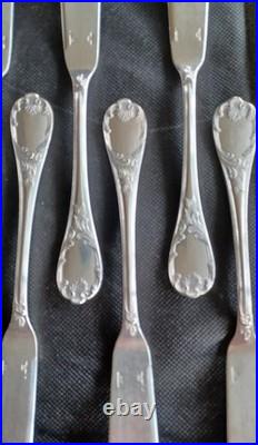 12 couteaux à poisson métal argenté orfèvre Christofle modèle Marly 20 cm