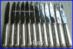 12 couteaux de table +12 couteaux à dessert métal argenté modèle coquille