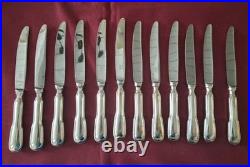 12 couteaux de table en métal argenté SFAM modèle filet chinon