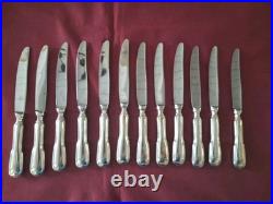 12 couteaux de table en métal argenté SFAM modèle filet chinon