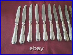 12 couteaux de table en métal argenté SFAM modèle filet chinon