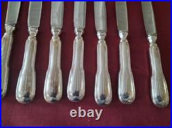 12 couteaux de table en métal argenté SFAM modèle filet chinon