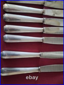 12 couteaux de table en métal argenté christofle modèle America