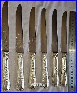 12 couteaux de table métal argenté (Désargentures) modèle au Cygne style empire