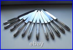 12 couteaux en métal argenté RENEKA modele ART DECO 12 pers 25 cm LOT 1