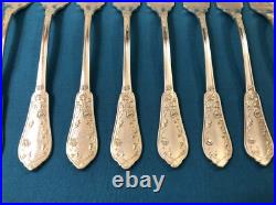 12 couvert à poisson SFAM modèle CHRYSANTHEMES métal argenté ART NOUVEAU couteau