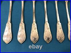 12 couvert à poisson SFAM modèle CHRYSANTHEMES métal argenté ART NOUVEAU couteau