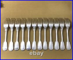 12 couvert de table métal argenté modèle FILET CHINON fourchette Cuillère 21 cm