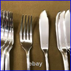 12 couvert poisson CHRISTOFLE modèle POMPADOUR métal argenté Couteau Fourchette