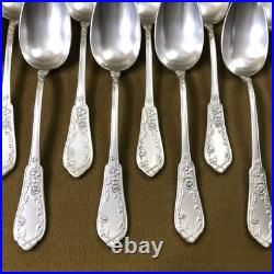 12 couverts à entremet ART NOUVEAU métal argenté SFAM modèle CHRYSANTHEMES 19 cm