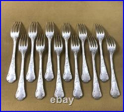 12 couverts à entremet CHRISTOFLE modèle GRAPPE DE RAISIN métal argenté 18,5 cm