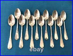 12 couverts à entremet PEMJA modèle LOUIS XV ROCAILLE métal argenté 17cm Dessert