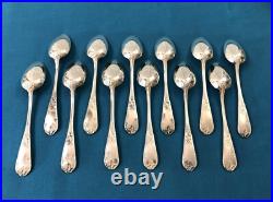 12 couverts à entremet PEMJA modèle LOUIS XV ROCAILLE métal argenté 17cm Dessert