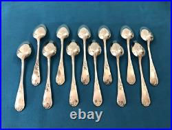 12 couverts à entremet PEMJA modèle LOUIS XV ROCAILLE métal argenté 17cm Dessert