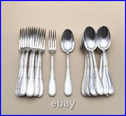 12 couverts à entremet RAVINET D'ENFERT modèle RUBANS métal argenté Table 17 cm