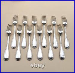 12 couverts à entremet RAVINET D'ENFERT modèle RUBANS métal argenté Table 17 cm