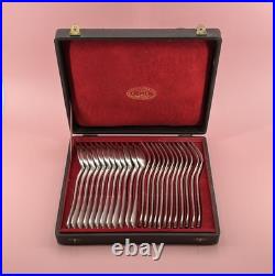 12 couverts à entremet / dessert CHRISTOFLE modèle RUBANS métal argenté 18,5 cm
