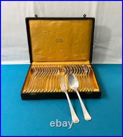 12 couverts a entremets CHRISTOFLE modèle BORÉAL métal argenté 18cm table