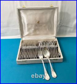 12 couverts a entremets ERCUIS modèle DU BARRY métal argenté ménagère 17,5 cm
