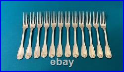 12 couverts a entremets ERCUIS modèle MAINTENON COQUILLE métal argenté 17 cm