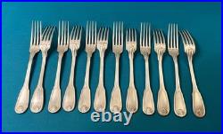 12 couverts a entremets ERCUIS modèle MAINTENON COQUILLE métal argenté 17 cm