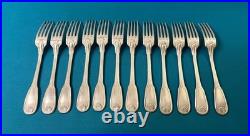 12 couverts a entremets ERCUIS modèle MAINTENON COQUILLE métal argenté 17 cm