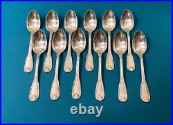12 couverts a entremets ERCUIS modèle MAINTENON COQUILLE métal argenté 17 cm