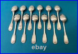 12 couverts a entremets ERCUIS modèle MAINTENON COQUILLE métal argenté 17 cm