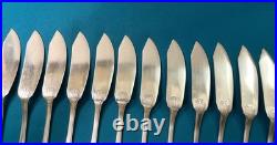 12 couverts a poisson BOULENGER modèle JANE métal argenté ART DÉCO couteau