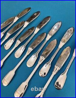 12 couverts à poisson CHRISTOFLE modèle FILET-CHINON métal argenté couteau table