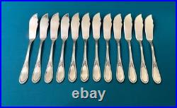 12 couverts à poisson ERCUIS modèle LAURIERS métal argenté couteau fourchette