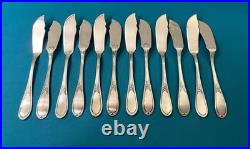 12 couverts à poisson ERCUIS modèle LAURIERS métal argenté couteau fourchette