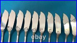12 couverts à poisson ERCUIS modèle LAURIERS métal argenté couteau fourchette