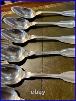 12 couverts, christofle, modèle filet, métal argenté début XX S, initiales