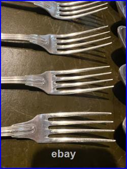 12 couverts, christofle, modèle filet, métal argenté début XX S, initiales