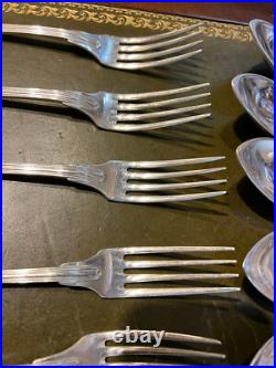 12 couverts, christofle, modèle filet, métal argenté début XX S, initiales