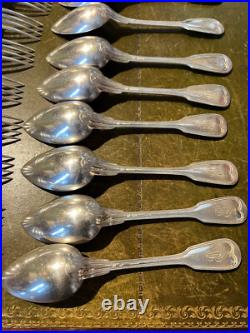 12 couverts, christofle, modèle filet, métal argenté début XX S, initiales