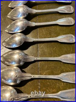 12 couverts, christofle, modèle filet, métal argenté début XX S, initiales