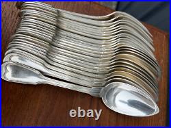 12 couverts, christofle, modèle filet, métal argenté début XX S, initiales