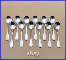 12 cuillères à glace CHRISTOFLE modèle COQUILLE VENDOME métal argenté 13 cm